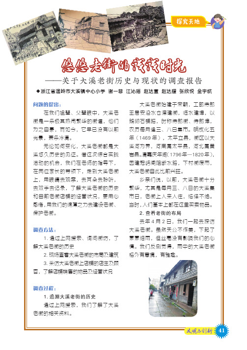 悠悠老街的浅浅时光——关于大溪老街历史与现状的调查报告