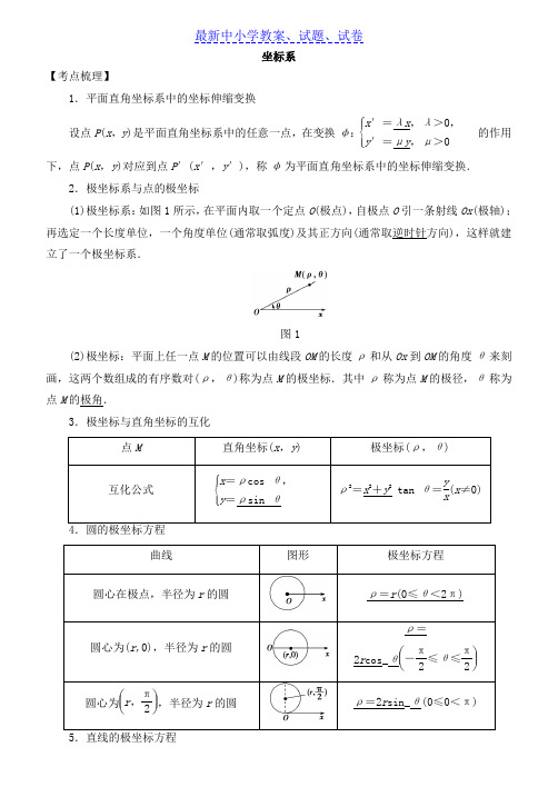 2019年高考数学考点突破——选考系列：坐标系