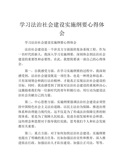 学习法治社会建设实施纲要心得体会