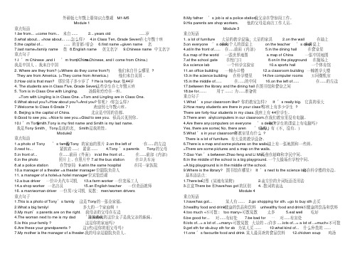 外研版七年级上册知识点整理M1M5