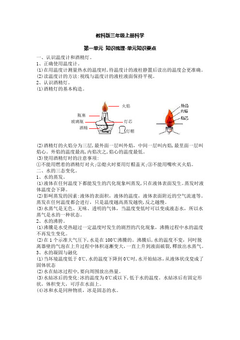 教科版三年级上册科学第一单元 知识梳理-单元知识要点