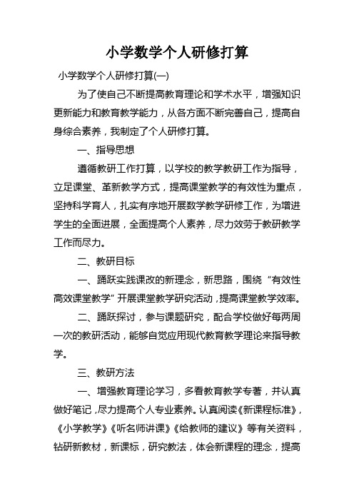 小学数学个人研修打算