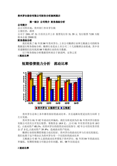 贵州茅台财务比率分析