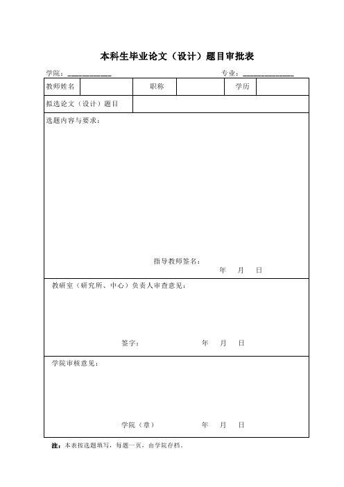 本科生毕业论文(设计)题目审批表1