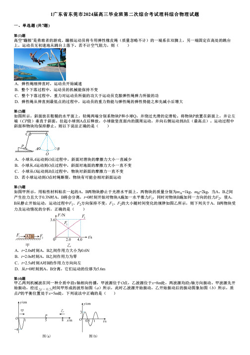 1广东省东莞市2024届高三毕业班第二次综合考试理科综合物理试题