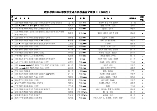 教科学院2010年度学生课外科技基金立项项目(本科生)