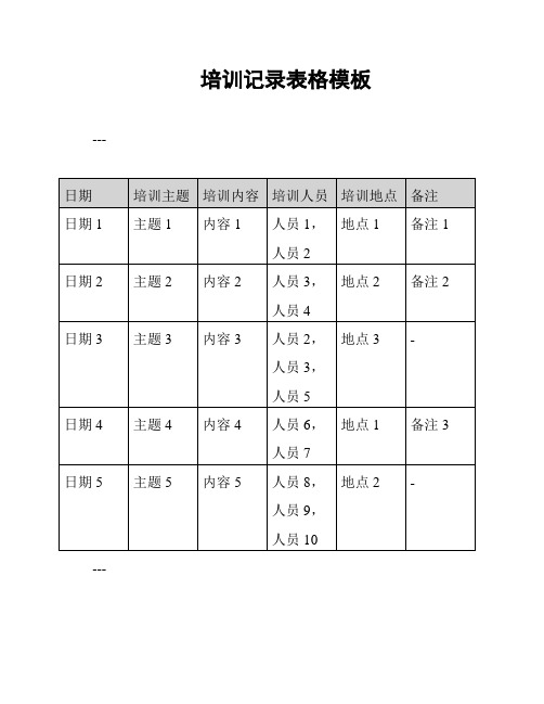 培训记录表格模板