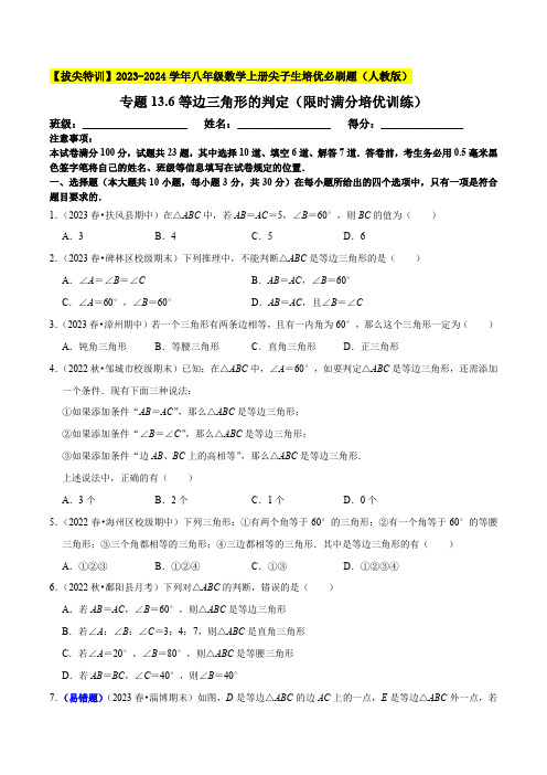 专题13.6等边三角形的判定(限时满分培优训练)-八年级数学上册尖子生培优必刷题【人教版】