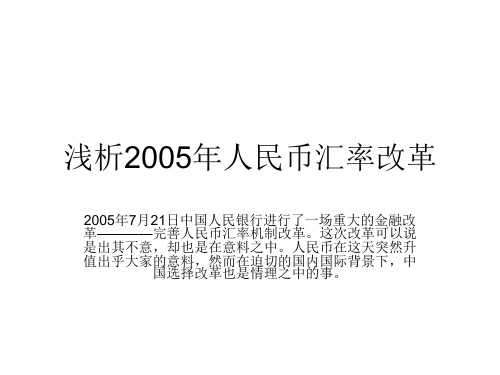 浅析2005年人民币汇率改革