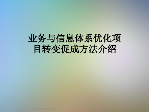 业务与信息体系优化项目转变促成方法介绍