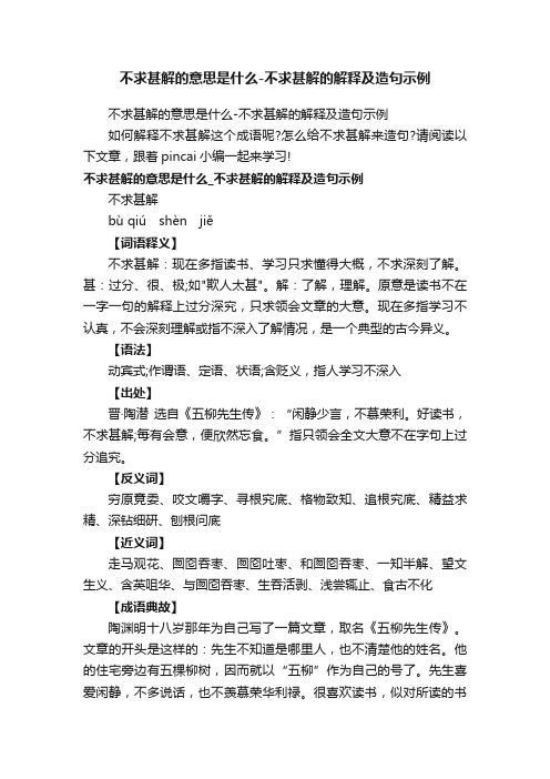 不求甚解的意思是什么-不求甚解的解释及造句示例