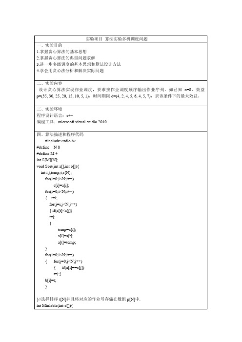 实验二贪心法作业调度