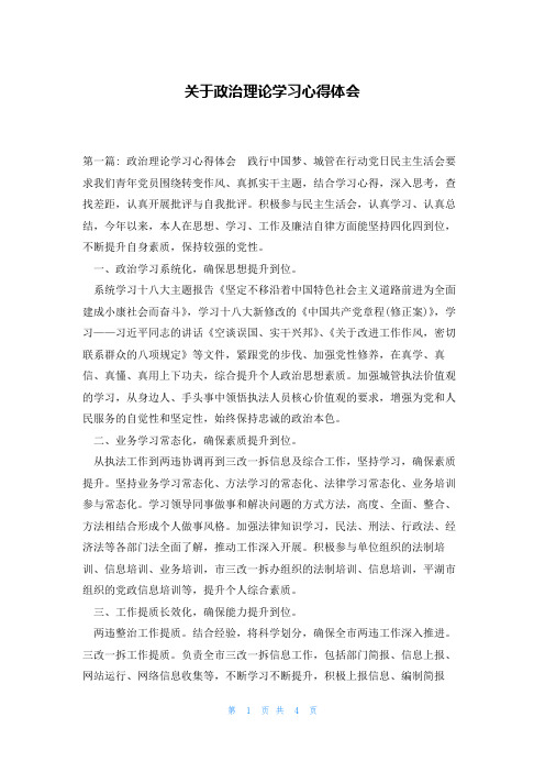 关于政治理论学习心得体会