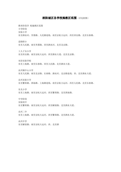 泗阳城区各学校施教区范围