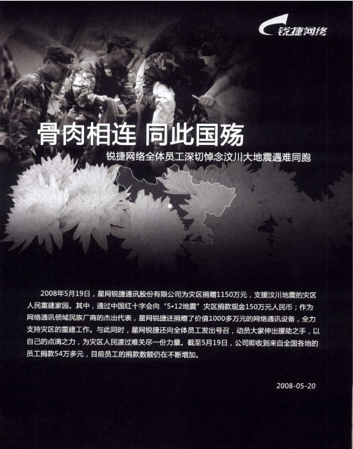 骨肉相连 同此国殇——锐捷网络全体员工深切悼念汶川大地震遇难同胞