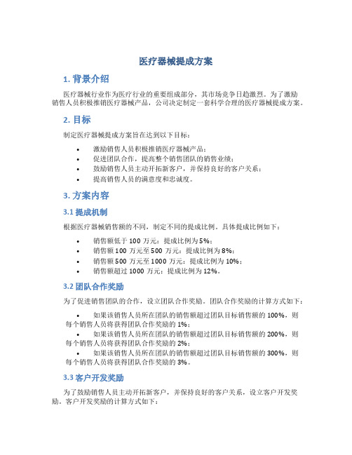 医疗器械提成方案