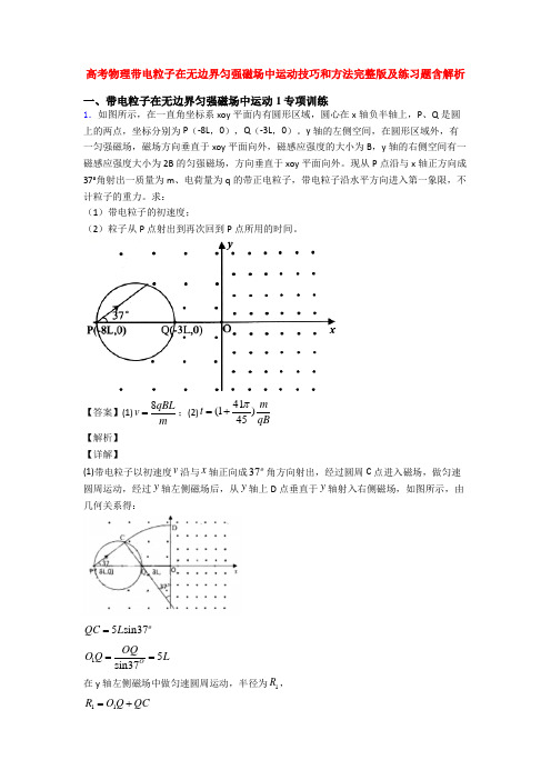 高考物理带电粒子在无边界匀强磁场中运动技巧和方法完整版及练习题含解析