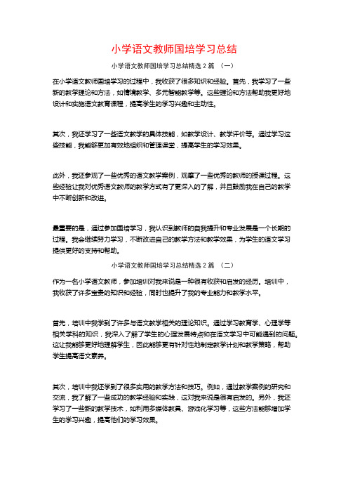 小学语文教师国培学习总结2篇