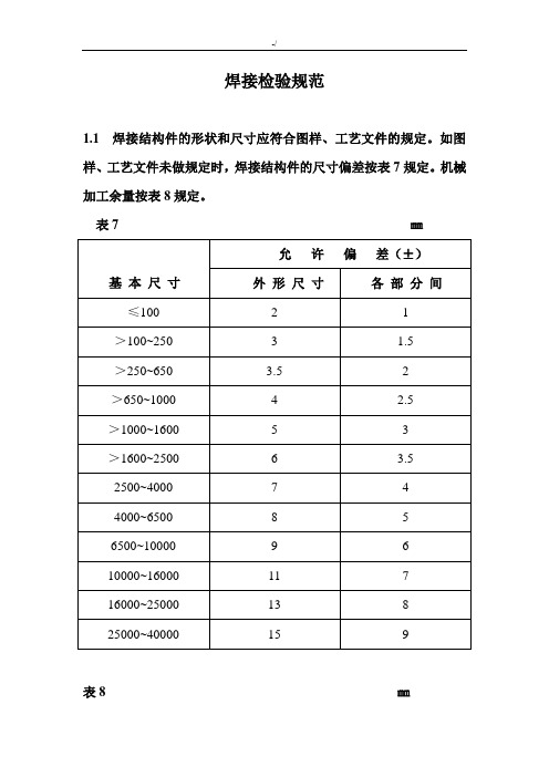 焊接检验标准规范