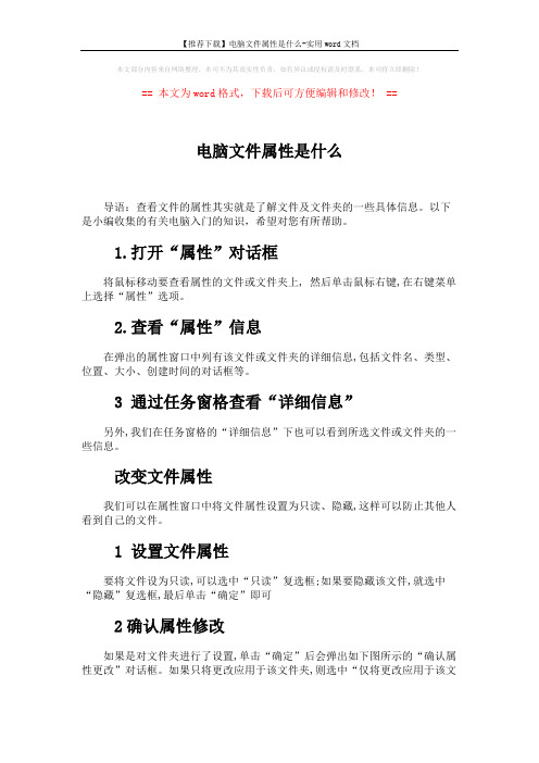 【推荐下载】电脑文件属性是什么-实用word文档 (2页)