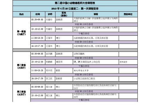 第二届中国小动物兽医师大会课程表2013年4月23日星期二