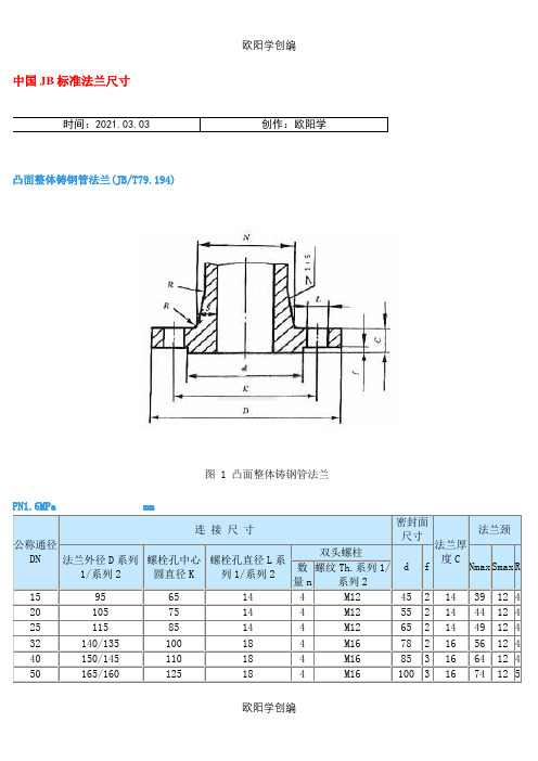 国标法兰标准尺寸之欧阳学创编