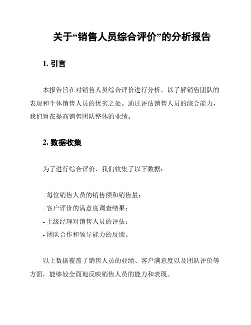 关于“销售人员综合评价”的分析报告