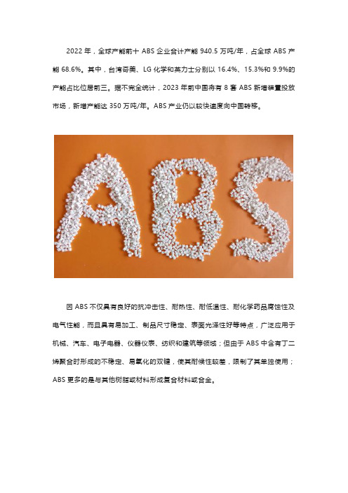 ABS材料在汽车领域的应用研究