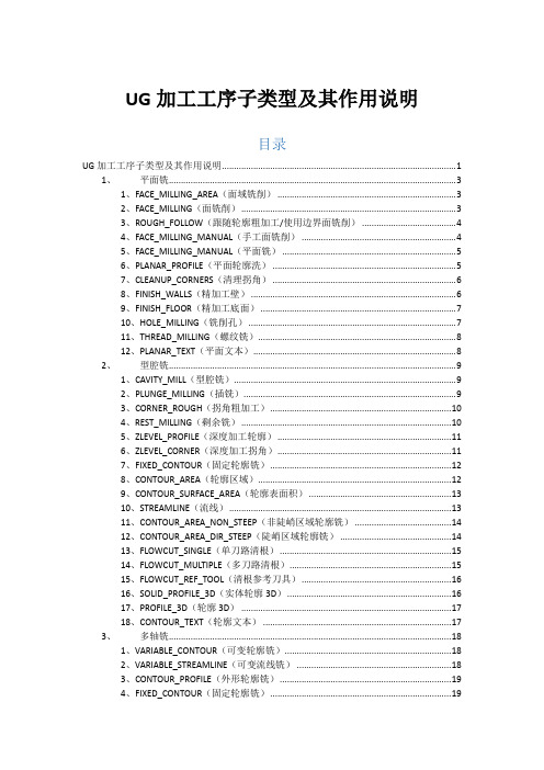 UG加工工序子类型及其使用说明超详细解释