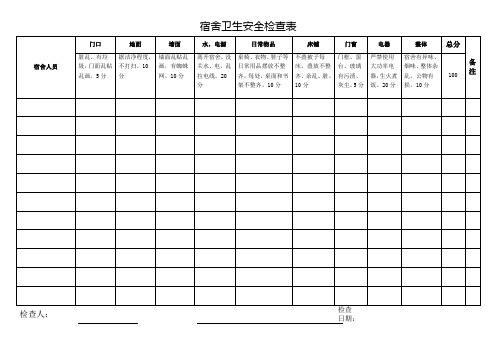 宿舍卫生安全检查表