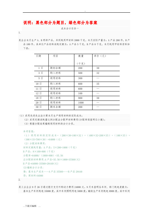 国家开放大学(电大)成本会计形考平台任务1_6答案