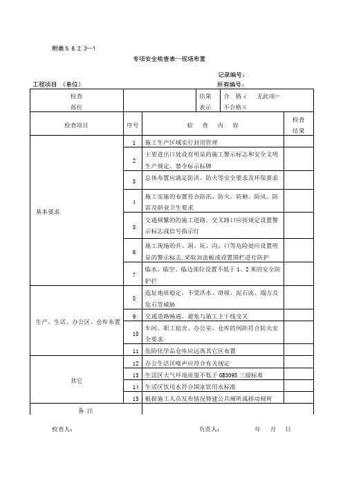 专项安全检查表