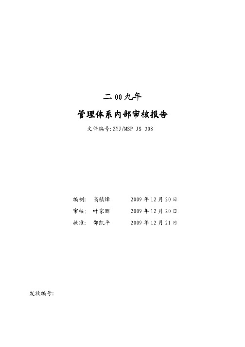 管理体系内部审核报告管理体系内部审核报告管理体系内...