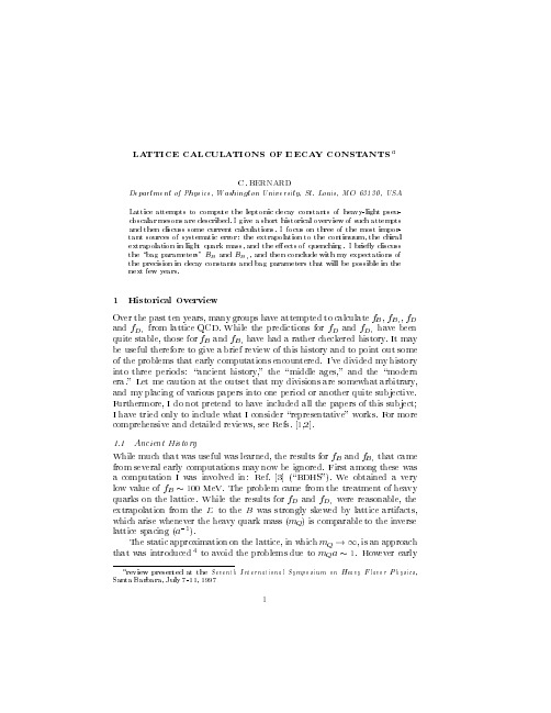 LATTICE CALCULATIONS OF DECAY CONSTANTS a