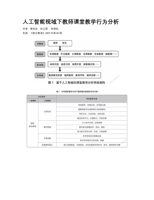 人工智能视域下教师课堂教学行为分析