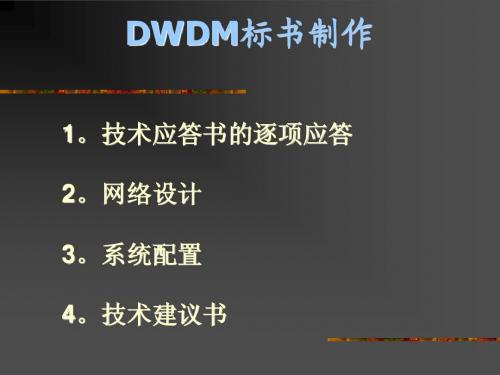 DWDM标书制作说明