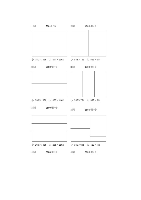 纸张的开法和尺寸(1-22开)