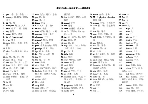 初一第一学期英语应掌握的314个单词