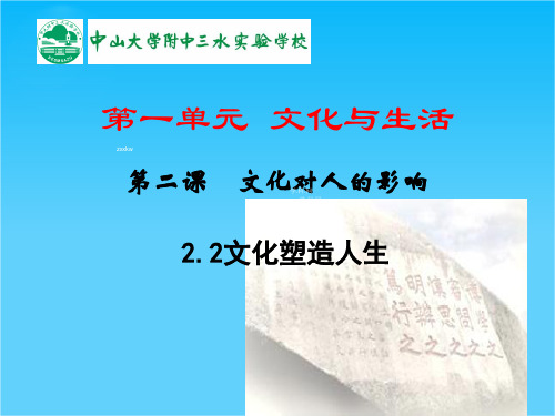 广东省佛山市中大附中三水实验中学高三下学期政治复习2.2文化塑造人生