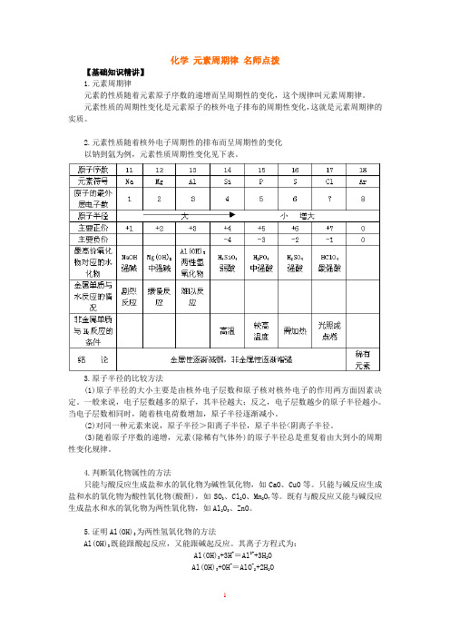 化学 元素周期律 知识全解