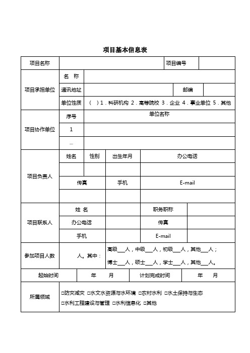 项目基本信息表