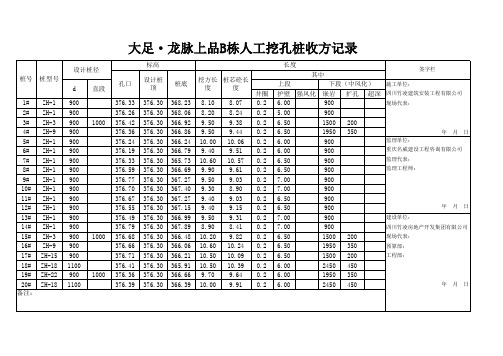 人工挖孔桩收方记录