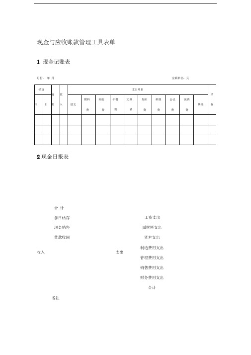 现金与应收账款管理工具表单