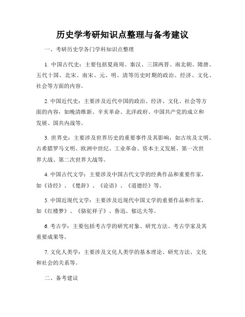 历史学考研知识点整理与备考建议