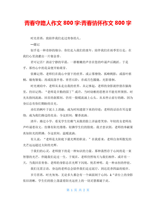 青春守路人作文800字-青春情怀作文800字