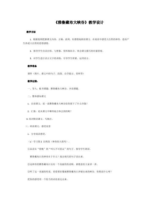 北师大2001课标版小学语文五年级上册《二 奇观 雅鲁藏布大峡谷》优质课教学设计_69