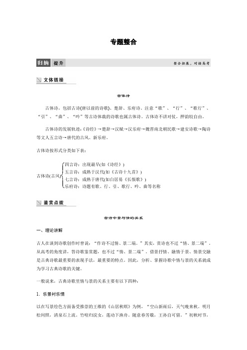 语文苏教版选修系列《唐诗宋词选读》配套文档：专题一+专题整合+Word版含答案.docx