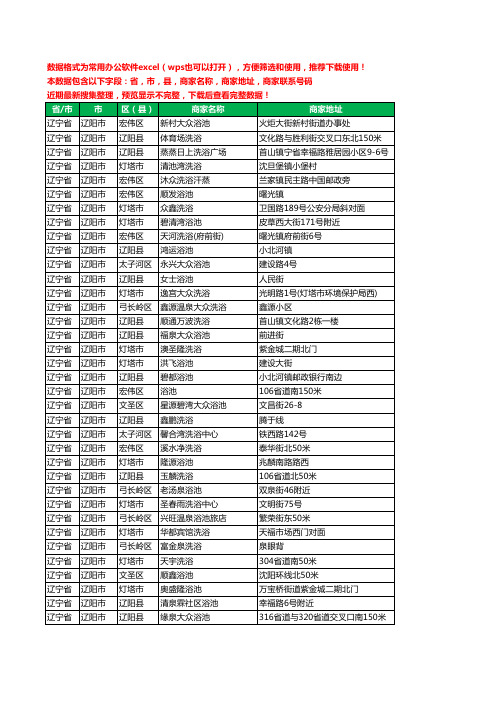 2020新版辽宁省辽阳市洗浴工商企业公司商家名录名单黄页联系电话号码地址大全188家