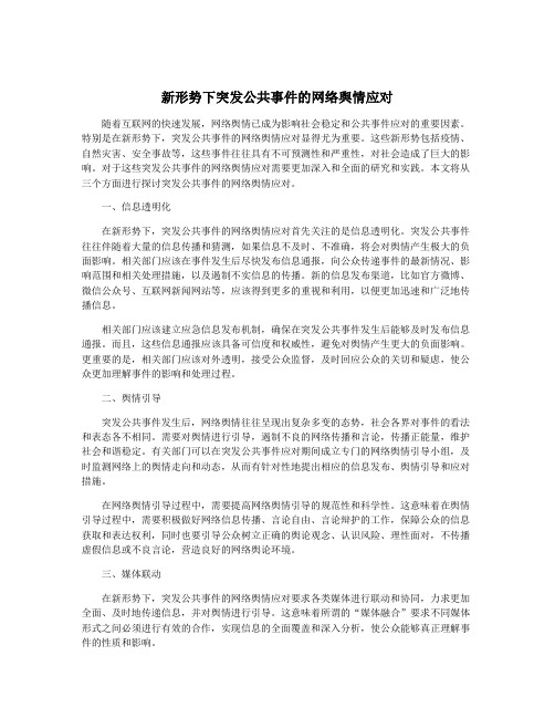 新形势下突发公共事件的网络舆情应对