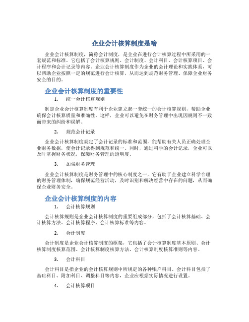 企业会计核算制度是啥